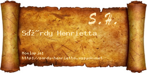 Sárdy Henrietta névjegykártya